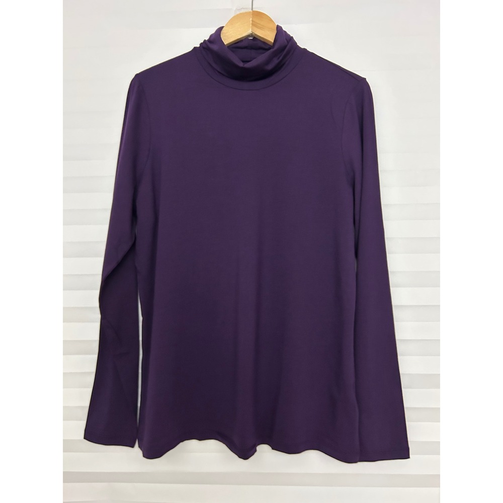 Lands End Womens XL Tall Purple Turtleneck Long Sleeve Cotton Modal Top NEW